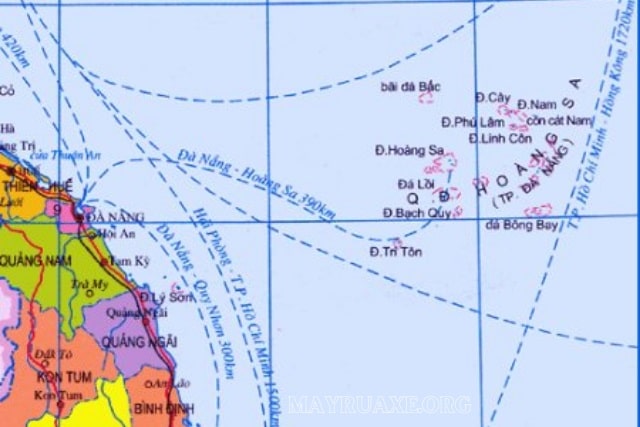 Vị trí của quần đảo Hoàng Sa trên bản đồ